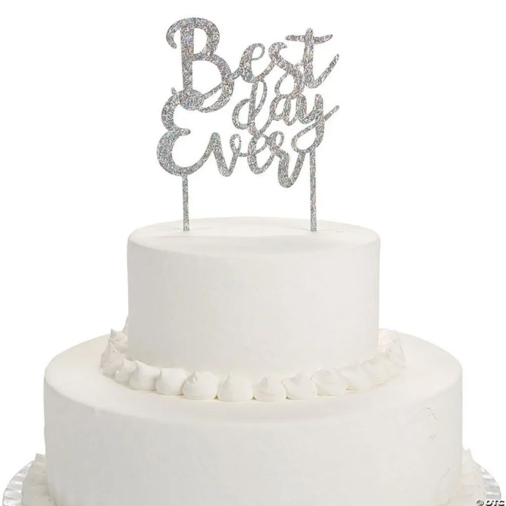 NWT 🆕️ Silver Sparkle Cake Topper